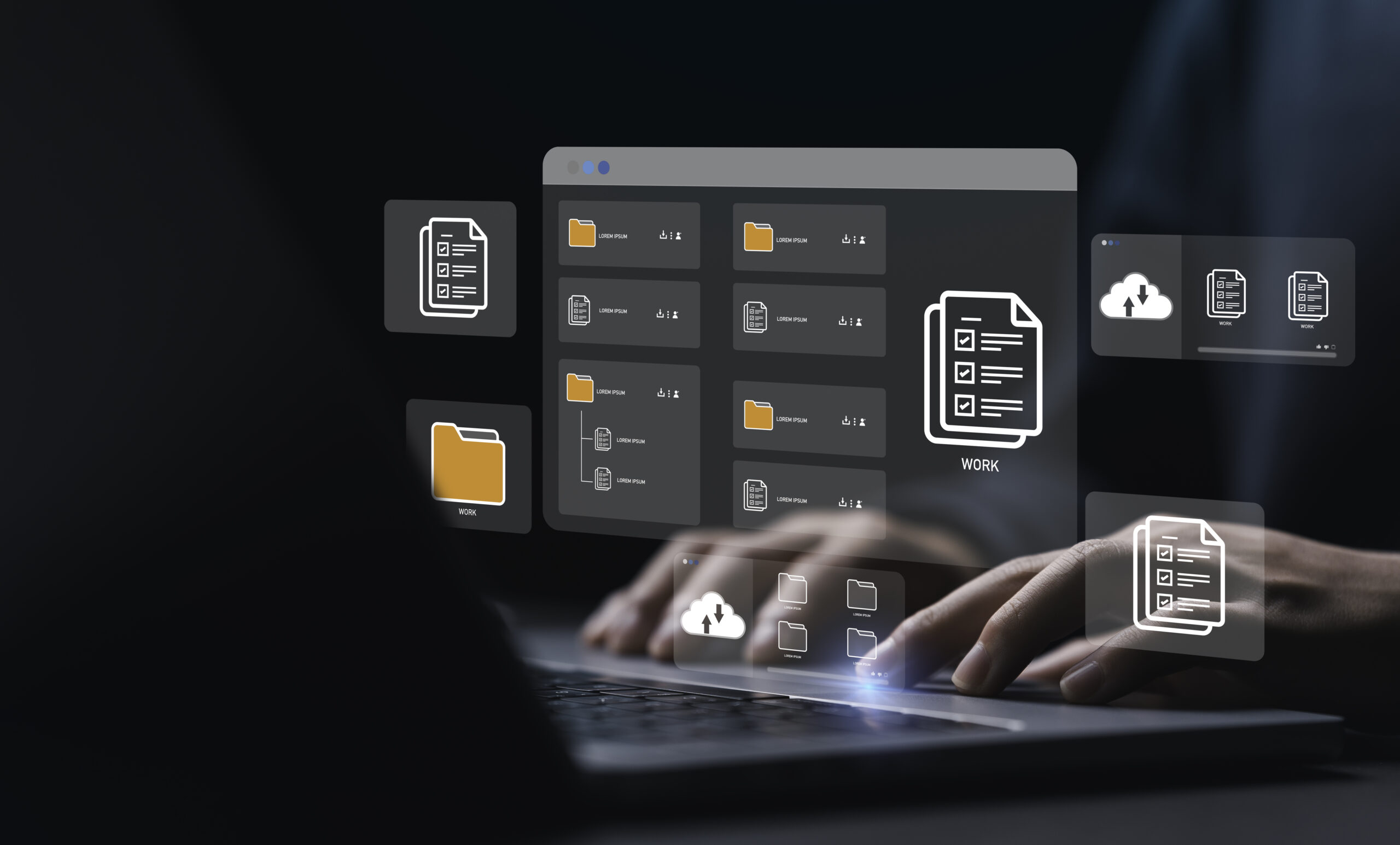 Businessman using computer for digital document management