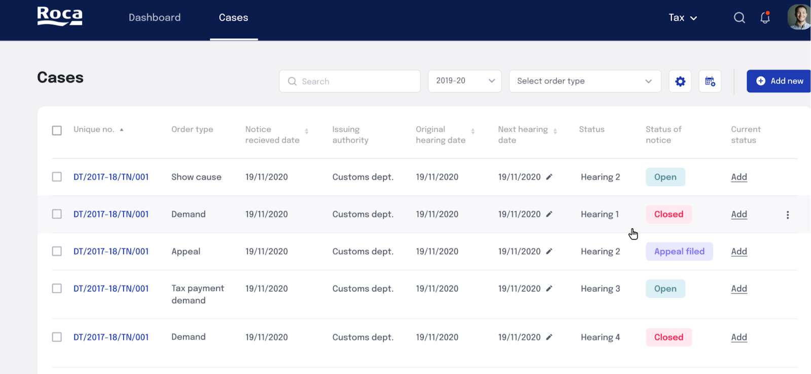 Tax and legal notice management - Document Management System Software with SharePoint Dashboard